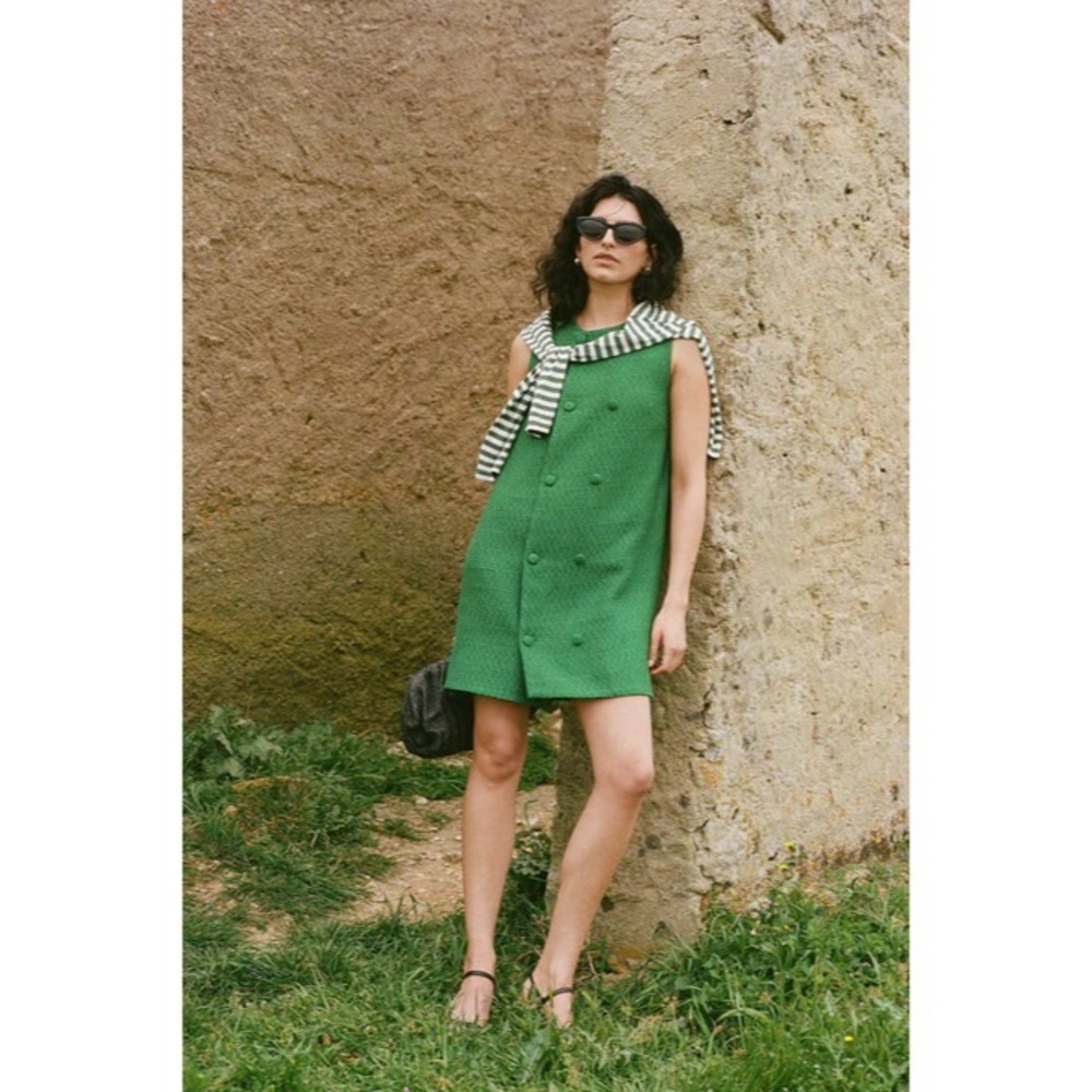 Pomander Place Emerald Green Tweed Bianca Dress Women’s Medium Tuckernuck - Picture 2 of 15